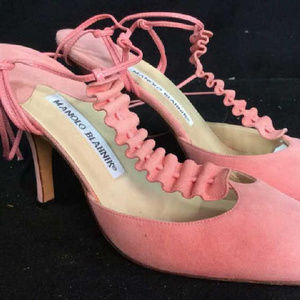 MANOLO BLAHNIK Pink Suede 3 "  ITALY 38 / 7